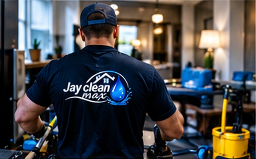 Professionnel en uniforme de nettoyage dans un espace de travail